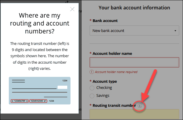 erefund routing number