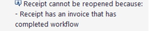 Receipt error message - cannot be reopened